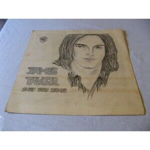 Vintage Hand Pencil Drawn James Taylor Sweet Baby James 14.5" x 14.5" Portrait